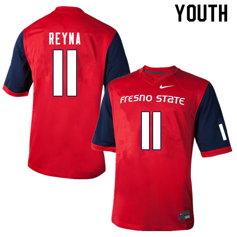 Youth #11 Jorge Reyna Fresno State Bulldogs College Football Jerseys Sale-Red